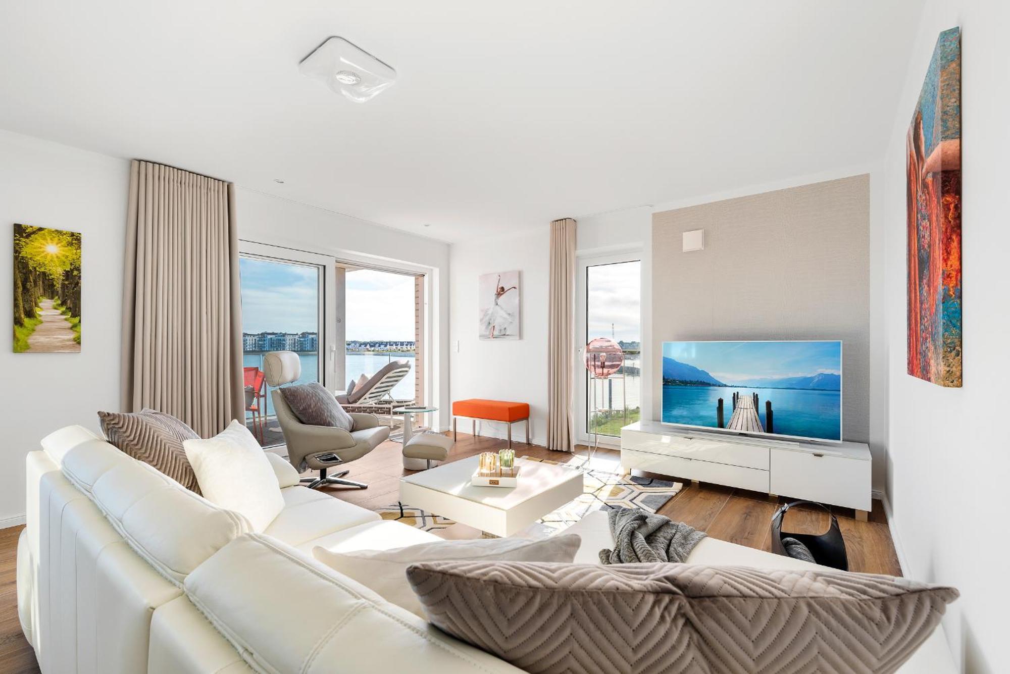 Horizont- Direkt Am Wasser, Hafenblick, Fahrstuhl, Sauna, Ueberdachter Balkon Olpenitz Luaran gambar