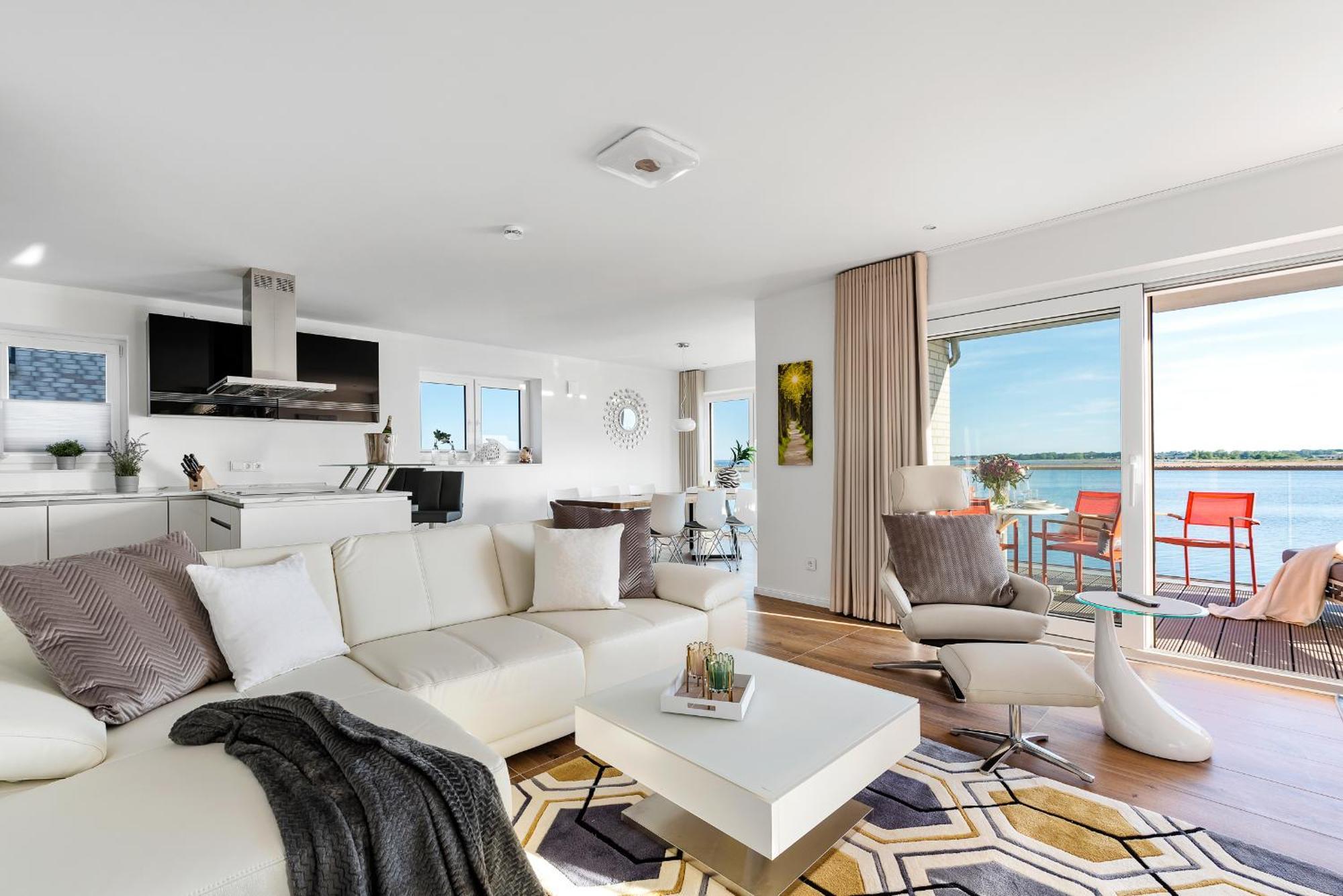 Horizont- Direkt Am Wasser, Hafenblick, Fahrstuhl, Sauna, Ueberdachter Balkon Olpenitz Luaran gambar